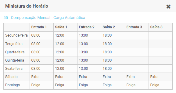 Horário do funcionário