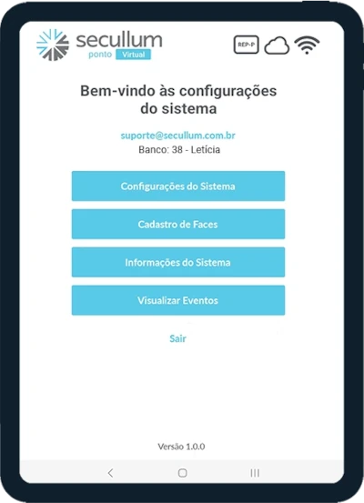 Imagem de um tablet nas configurações do Ponto Virtual