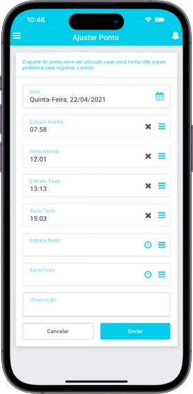 Imagem de um celular mostrando o aplicativo Central do Funcionário