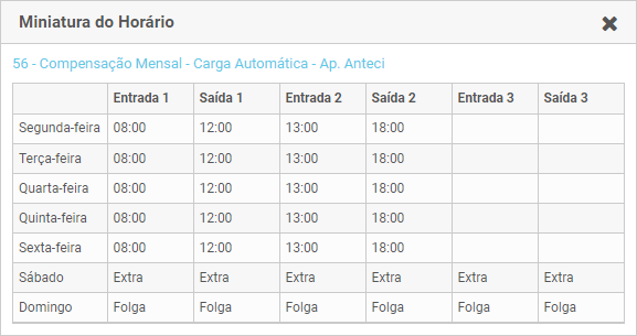Horário do funcionário