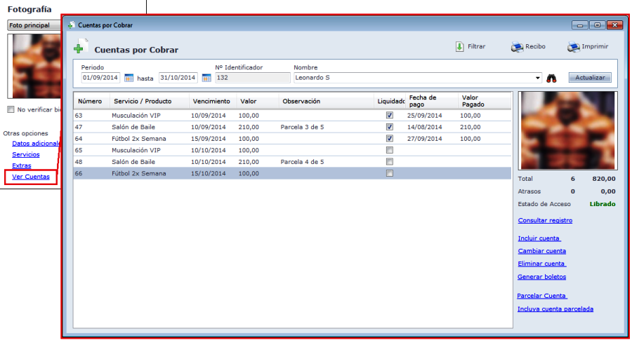 Consultar cuentas Miembro