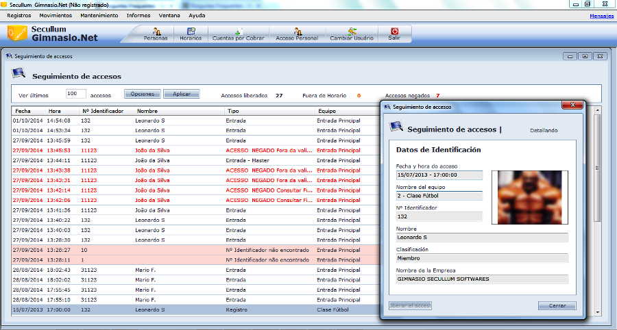 Pantalla Seguimientos de Accesos