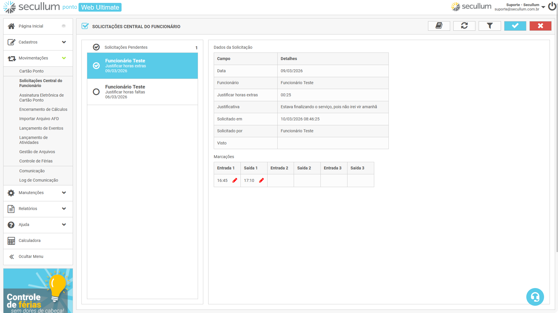 Opção no Ponto Web