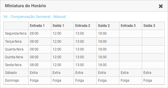 Horário do colaborador