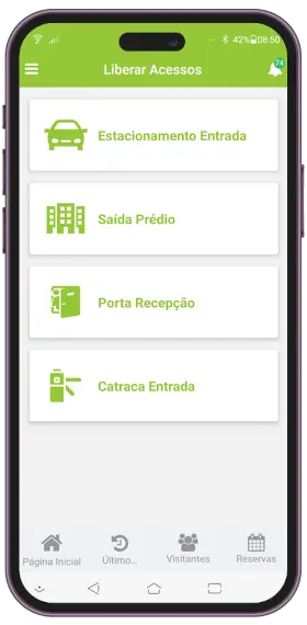 Imagem de um celular mostrando o aplicativo Secullum Acesso