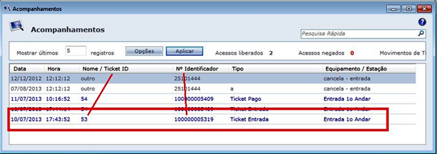 Tela de Acompanhamentos