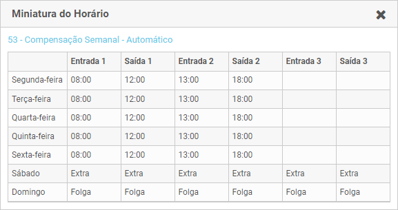Horário do funcionário